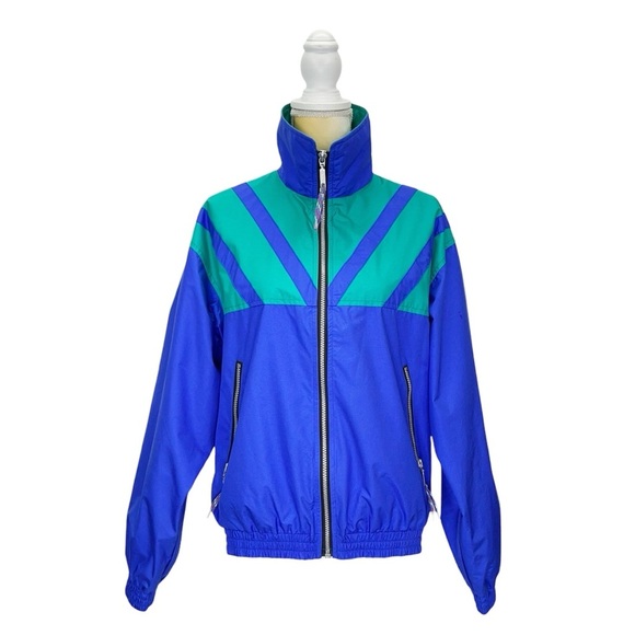 Vintage Marker Windbreaker Jacket 80s 90s Blue Green *Women’s* Size Medium Vtg - Picture 10 of 10